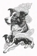 border collie herding portrait tattoo design idea