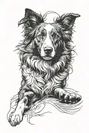 border collie herding portrait tattoo design idea