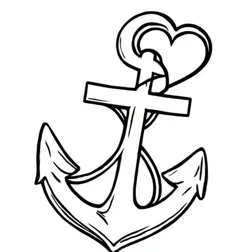 Anchor with heart cross tattoo design idea