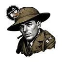 a hot dog dressed up like a world war 2 soldier tattoo design idea