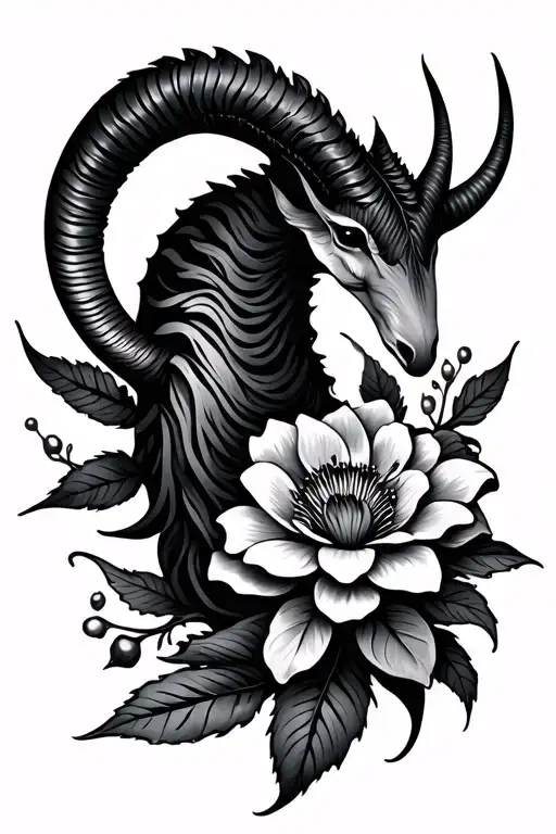 Capricorn Flower tattoo design idea
