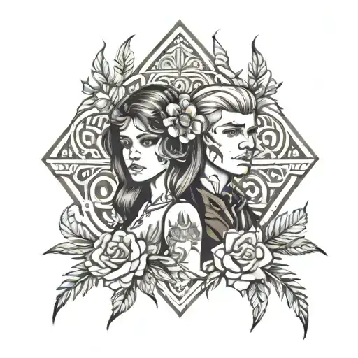 brother sister matching tattoo design idea