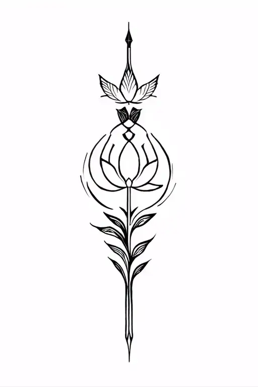 arrow, lotus, bird and Sanskrit breathe symbol combined tattoo design idea
