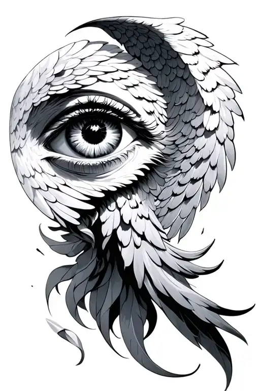 gaurian angel eye surrounded tattoo design idea
