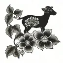 lamb and flower vine growing tattoo design idea