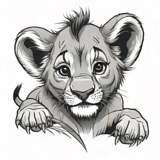 cute baby simba lion king tattoo design idea