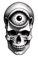Raven pulling an eye ball out of a skull tattoo design idea