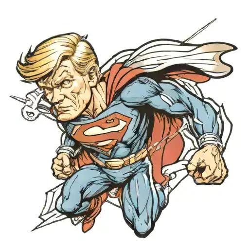 Donald Trump in Superman outfit tattoo design idea