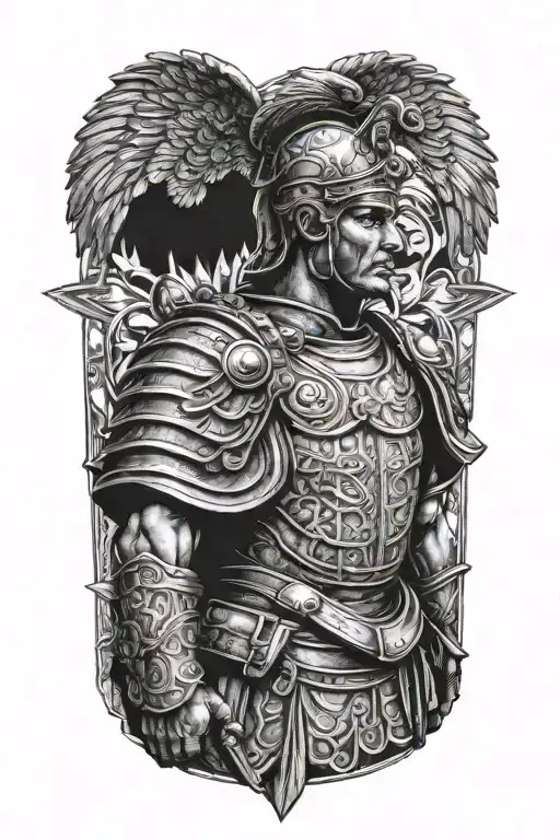 roman soldier tattoo design idea