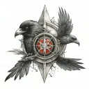 sharingan, ravens, templar knight tattoo design idea