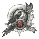 sharingan, ravens, templar knight tattoo design idea