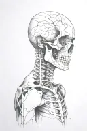 skeleton cracked head forward profile  tattoo design idea