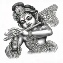 krishna playing flute tattoo design idea