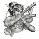 krishna playing flute tattoo design idea