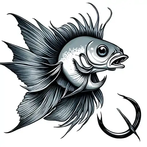 fish hooks tattoo design idea