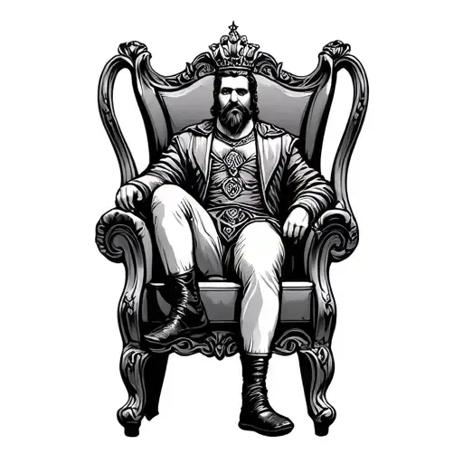 RV king sitting on a throne tattoo design idea