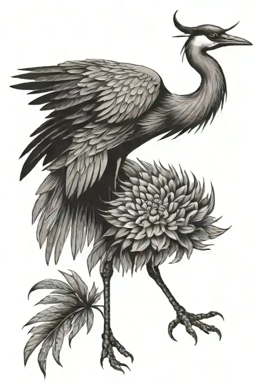 crane bird tattoo design idea