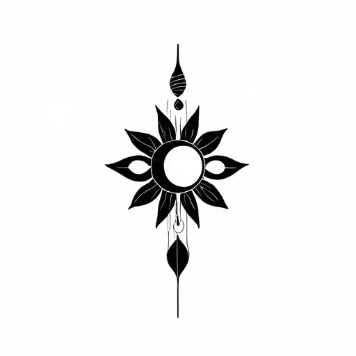 sun rising, phases of the moon surrounded, and a lotus flower tattoo design idea