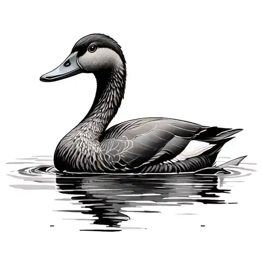 duck and swan and static caravan  tattoo design idea