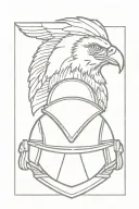 A firefighter emblem with a Trojan soldier's helmet and an eagle perched on top, representing bravery and protection tattoo design idea