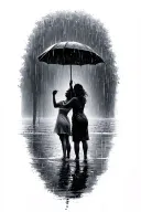 dancing in the rain no umbrella  tattoo design idea