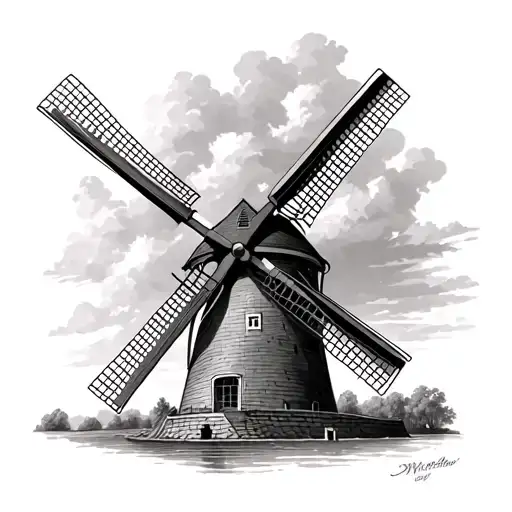 Dutch Windmill tattoo design idea