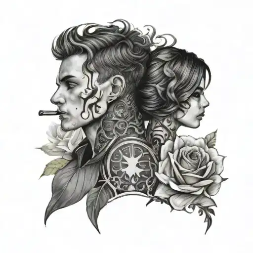 matching couple tattoo tattoo design idea