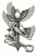 doves with cross tattoo design idea