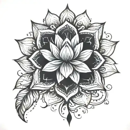 mandala lotus blue tattoo design idea