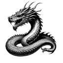 Draw a tattoo. Something between the snake and the dragon that bites itself by the tail. This creature itself is wriggling in tattoo design idea