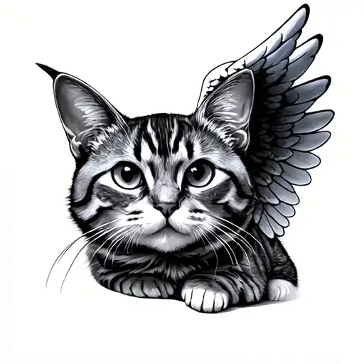 Cat With Angel Wings tattoo design idea