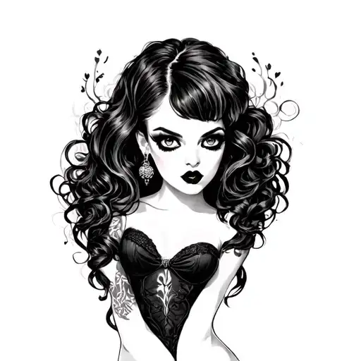 Goth Pinup Girl tattoo design idea