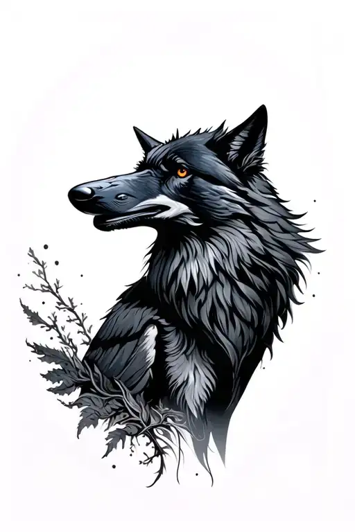 wolf and raven tattoo design idea