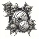 basketball and skulls tattoo design idea