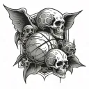 basketball and skulls tattoo design idea