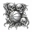 basketball and skulls tattoo design idea