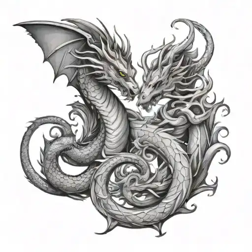 dragon and gemini zodiac sign tattoo design idea