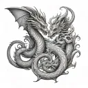 dragon and gemini zodiac sign tattoo design idea