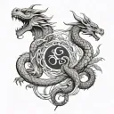 dragon and gemini zodiac sign tattoo design idea