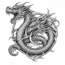 dragon and gemini zodiac sign tattoo design idea