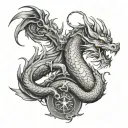 dragon and gemini zodiac sign tattoo design idea