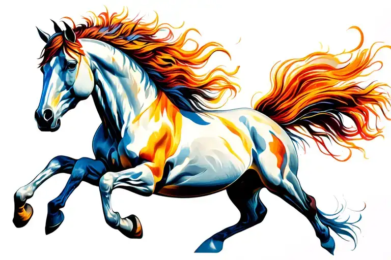 mustang horse galloping tattoo design idea