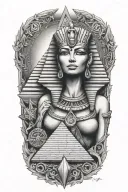 egyption goddess, pyramid, secrets tattoo design idea
