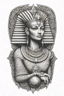 egyption goddess, pyramid, secrets tattoo design idea