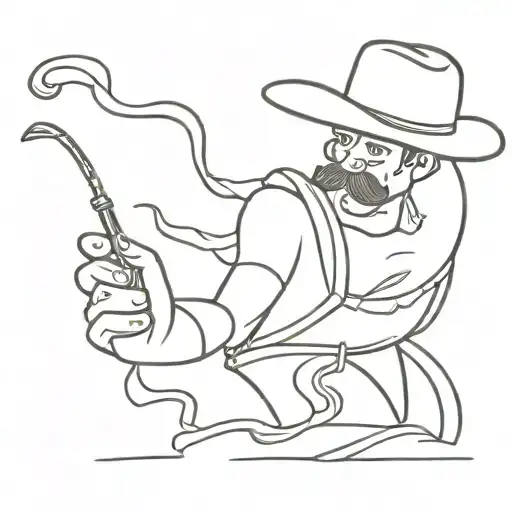 a noodle wrangler that is a potato cowboy tattoo design idea