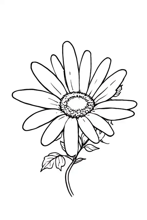 Simple line drawing of a daisy with poison ivy leaves tattoo design idea