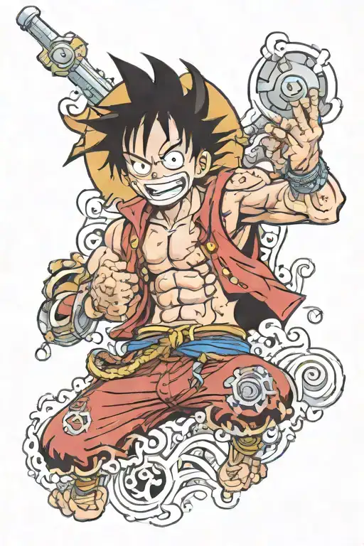 luffy anime 4th gear integrated tattoo design idea