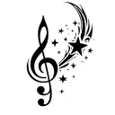 treble clef with stars tattoo design idea