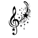 treble clef with stars tattoo design idea