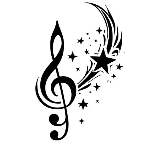 treble clef with stars tattoo design idea